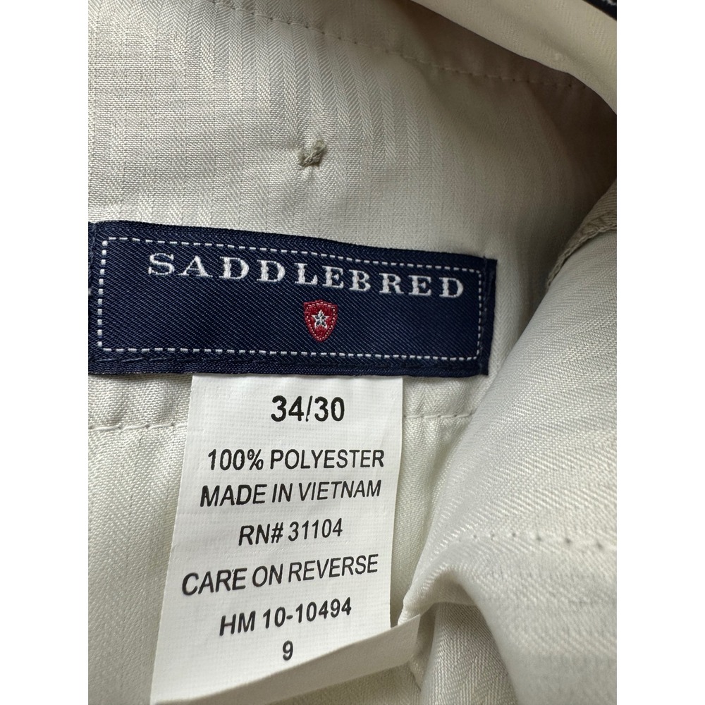 Saddlebred Mens Comfort Waist Straight Fit Dress Pants Parchment Beige 34x30 NEW - Picture 5 of 16